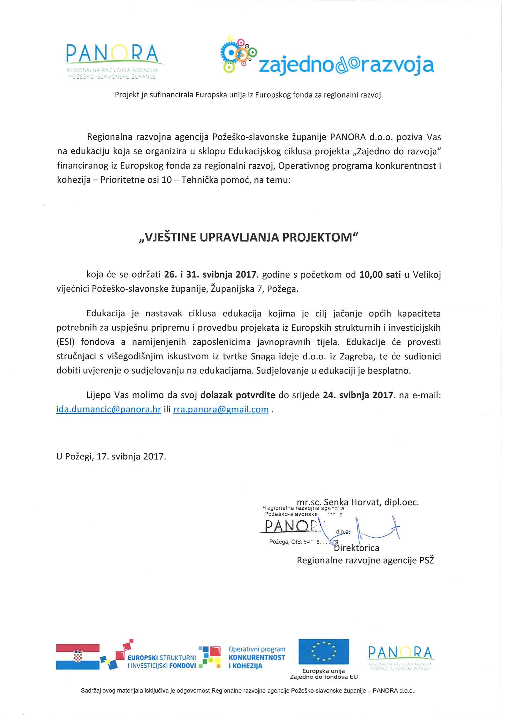 Poziv na edukaciju "Vještine upravljanja projektom" Poziv na edukaciju "Vještine upravljanja projektom"